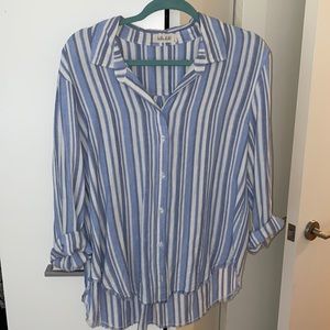 Blue and white stripped button down